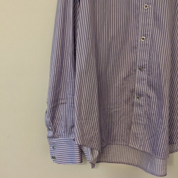 Robert Graham Purple White striped button up dress shirt 3XL - Picture 14 of 16